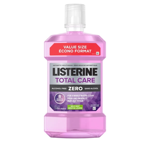 Listerine Rince-Bouche Sans Alcool, Total Care Zero, Rince-Bouche au Fluorure Format Économique 1.5 Litre