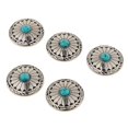 thumbnail image 4 of Abbracc 5pcs Round Floral Turquoise Buttons Screw Back For Bag Wallet Saddle Green, 4 of 7