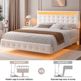 thumbnail image 4 of Homfa Queen Floating Bed with Lights, LED Platform Bed Frame with Under Bed Storage, PU Leather Adjustable Tufted Upholstered Bed, White, 4 of 9