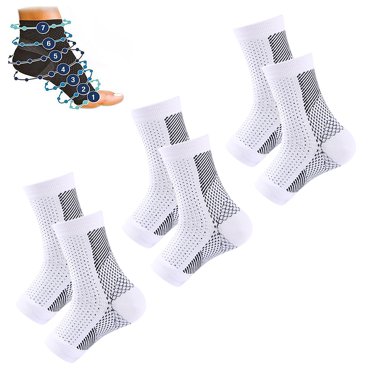 Dreparja 3 Pairs Ankle Compression Sleeves for Plantar Fasciitis - Ankle Foot Brace for Injury Recovery, Toeless Ankle Compression Socks Football Fitness Socks for Women & Men