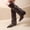 Brown, variant on Amzcrzy Knee High Boots Women Women's Fashionable Casual Winter Style Knee-High Pleated Boots Solid Color Metal Buckle Pointed Toe Thick Heel Low Heel Knee-High Boots Thigh High Boots Women's Boots