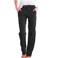 thumbnail image 1 of Timegard Womens Cotton Linen Pants Elastic Waisted Drawstring Straight Leg Solid Color Casual Pants, 1 of 5