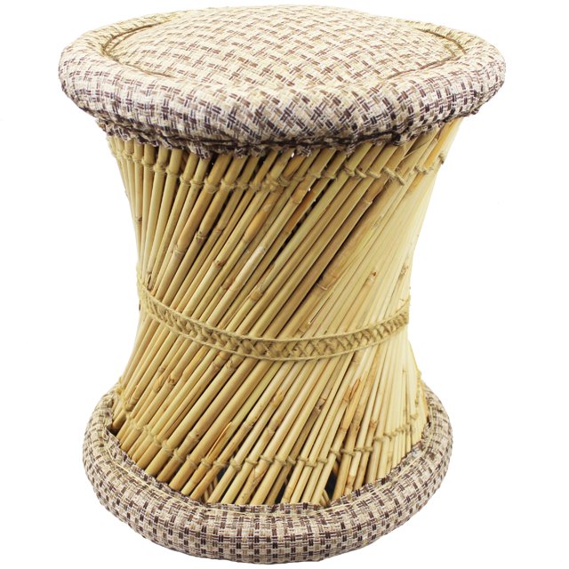 Natural Geo Moray Accent Stool - Jute Light Brown