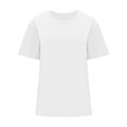 thumbnail image 4 of Plebaso T-Shirts en Coton pour Femmes à Manches Courtes, Col Rond, T-Shirts Basiques, Hauts Décontractés, Couleur Unie, Coupe Ample, 4 of 7