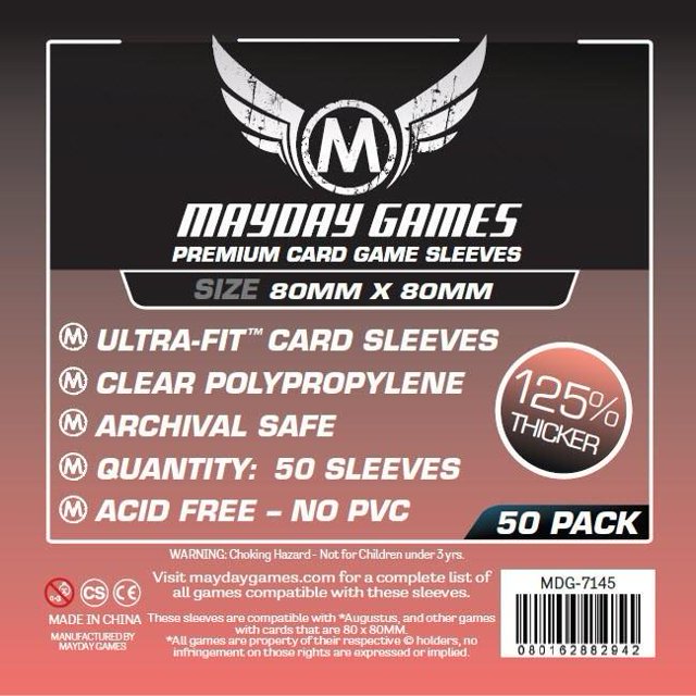 Square Card Sleeves - Medium (80mm x 80mm) Premium (50 sleeves per pack)