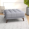 thumbnail image 2 of Allen Mid-Century Modern Square Microfiber Ottoman in Light Gray, 2 of 6