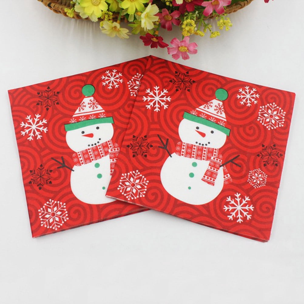 OULII 20Pack Holiday Paper Guest Towels Red Printed Design for Party Use