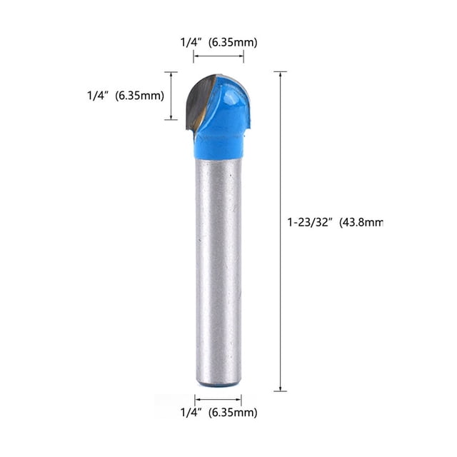 1/4 Shank Ball Nez Routeur Bits Fin Moulin Ronde Crique Boîte Solide CNC Fraisage Bit