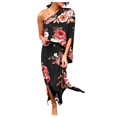 thumbnail image 2 of Women‘s Spring Fashion 2023 One Shoulder Ruched Bodycon Dresses Sexy Fitted Cocktail Party Dress, 2 of 5