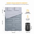thumbnail image 4 of KingCamp 87x59" 2 Person 20 Degree Couple Sleeping Bag with 2 Pillows, Grey, 4 of 8