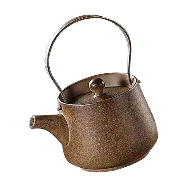 Tnarru 200ml Ceramic Teapot Porcelain Tea Pot Rustic Chinese Traditional Tea Kettle Teapot Tea Maker for Home Kitchen Camping Hiking brown