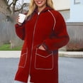 thumbnail image 2 of Breezora Manteau Long à Capuchon Résistant à l'Eau pour Femmes avec Détails Réfléchissants, devant à Boutons, Vêtement d'Extérieur de Protection contre la Pluie, Taille g, Rouge Brique, 2 of 9