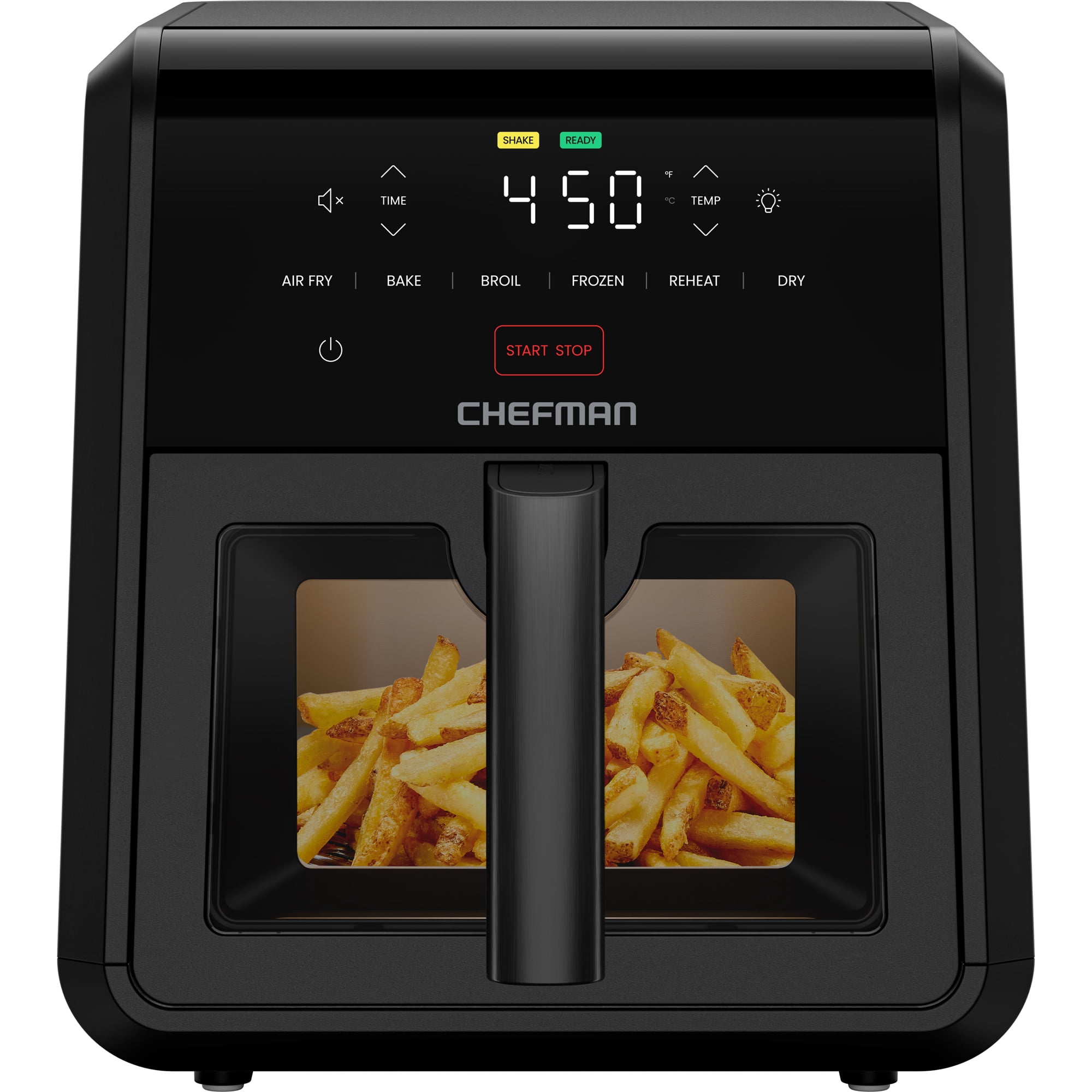 Chefman TurboFry 6-in-1 Air Fryer, Powerful DC Motor Heats to 450°F, 7-Quart Nonstick Basket - Black