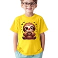 thumbnail image 2 of T-shirts Filles Enfants Imprimé Animaux Mignons Sports Décontractés Col Rond Manches Courtes Hauts Filles Jaune 10-12 Ans, 2 of 4