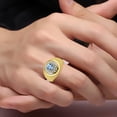 thumbnail image 2 of RYLOS Men's Rings 14K Yellow Gold Designer Gypsy 7MM Round Gemstone & Diamond Ring Blue Topaz December Birthstone Size 9, 2 of 6