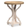 thumbnail image 1 of COZAYH Table de Chevet Ronde Rustique en Bois avec Plateau d'Accent, Pattes Courbées Blanches, 1 of 12