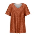 thumbnail image 4 of EGNMCR T-Shirts pour Femmes Femmes Grande Taille Manches Courtes Col en V Blouse à Imprimé Chandail Hauts Manches Courtes Blouses, 4 of 8