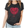 thumbnail image 1 of RKSTN Hauts pour Femmes 2024 Nouvelle Mode Printemps Été Col Rond Manches Courtes Hauts Imprimé Cœur d'Amour Saint-Valentin Blouse Décontractée Ample, 1 of 4