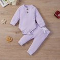 thumbnail image 2 of MesaSe Newborn Infant Baby Boy Girl Winter Clothes Ribbed Solid Button Long Sleeve Tops Pants 2PCS Set Orange 0-3 Months, 2 of 10
