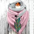 thumbnail image 2 of Women Feather Print Cotton Winter Warm Button Up Scarf, 2 of 3