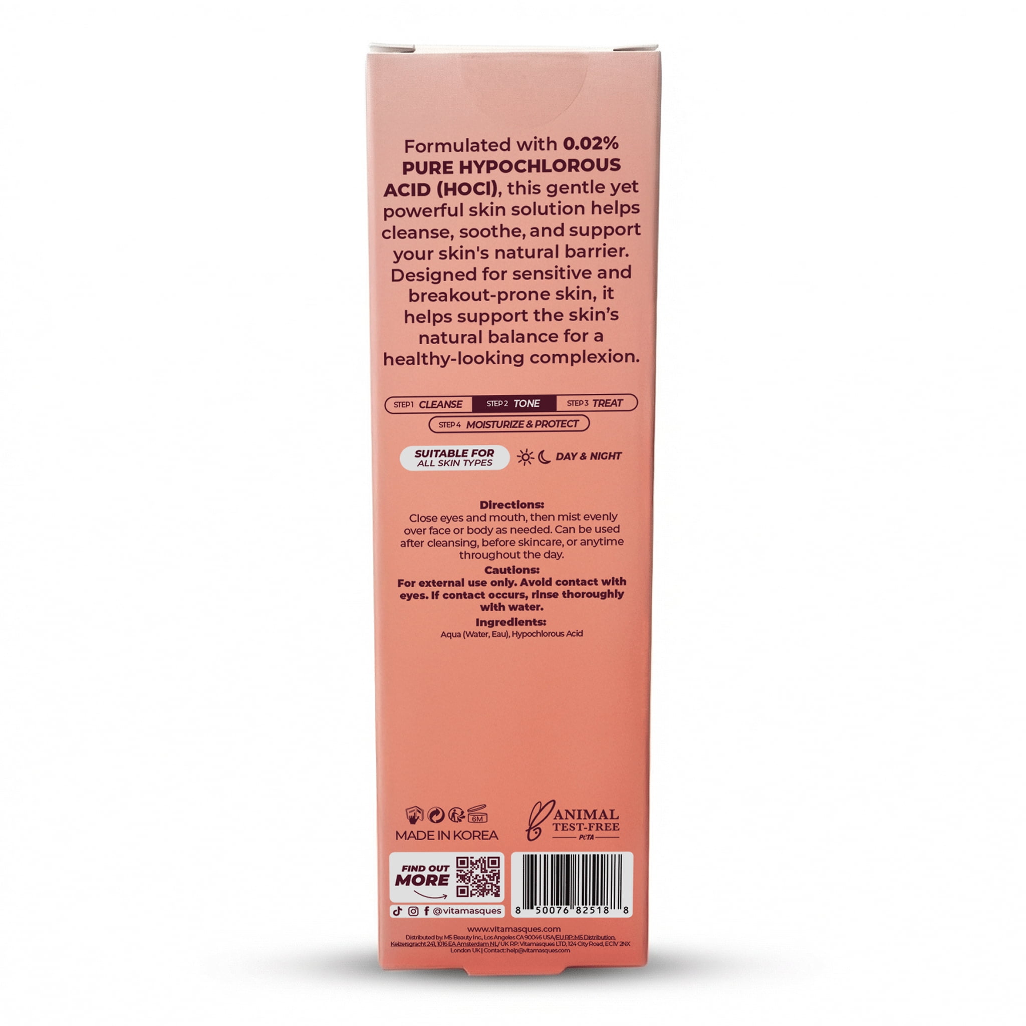 Vitamasques Skin Rescue & Calm AntiMicrobial (Hypochlorous acid) spray, 100ml