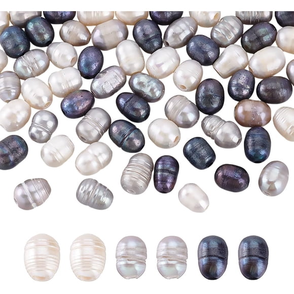 60 Pcs Perles en Perles Naturelles 3 Couleurs Perles d'Eau Douce de Culture Naturelles Perles Irrégulières Perles Baroques Keshi Perles Perles de Riz pour Collier Boucles d'Oreilles Bracelets Fabrication de Bijoux Trou:1.8mm