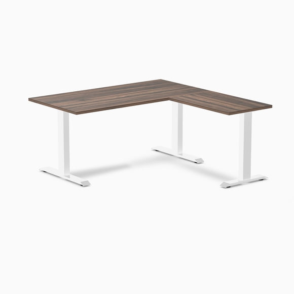 Desky Zero Laminate L-Shape Office Desk - Jarrah Legno / 59 x 29.5 x 61 x 19.7 inches / White