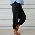 thumbnail image 4 of Pantalon en Coton et Lin pour Femmes, Habillé Décontracté, Taille Élastique, Couleur Unie, Bas Resserré, Pantalon de Survêtement, Pantalon Capri pour Femmes, 4 of 7