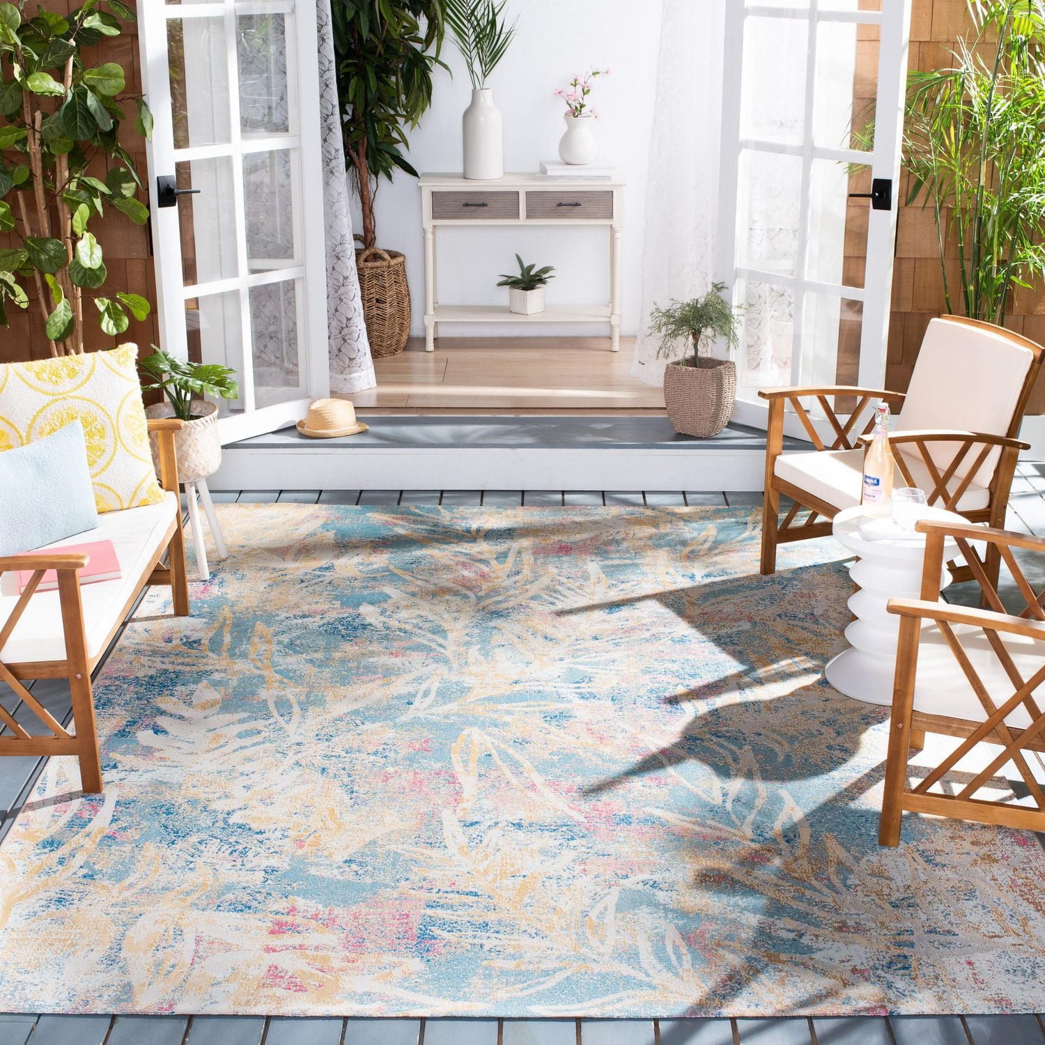 SAFAVIEH Barbados Tobon Tapis Floral Intérieur/Extérieur