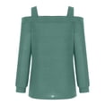 thumbnail image 4 of Pisexur Crewneck Shirts for Women Solid Color Off-shoulder Patchwork Tunic Tops Halter-Neck Long Sleeve Compression Shirts Athletic Tight Workout Top, 4 of 5