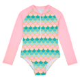 thumbnail image 1 of Kid Girls Swimsuit Rash Guard Striped Ruffle Sun Protection Long Sleeve Baby Girl Swimsuit 10-12 Years, 1 of 3