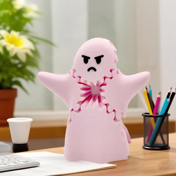 3D Printed Ghost Gear Toy, Cute Ghost Shaped Fidget Cube, Unique Collectible for All Ages