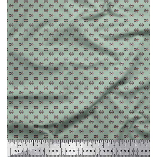 Soimoi Modal Satin Fabric Geometric Small Print Fabric by Yard 42 Inch Wide
