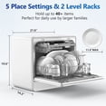 thumbnail image 3 of AIRMSEN Lave-Vaisselle de Comptoir Portable à 5 Réglages avec Réservoir d'Eau Intégré de 5 L, Lave-Vaisselle Ultra Mince Amélioré avec 3 Bras de Pulvérisation, Démarrage avec Retard de 12 H et Fonction de Chambre à Sel, ZMW-DUHA01, 3 of 10