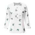 thumbnail image 4 of TIMIFIS Blouses pour Femmes Blouses d'Été pour Femmes à Manches Trois Quarts Col Ras du Cou Décontractées Imprimées Automne, 4 of 4