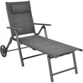 thumbnail image 4 of Patiojoy Chaise Longue de Patio Chaise d'Extérieur Inclinable avec Coussin de Cou et Roues Gris, 4 of 6