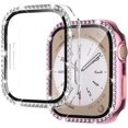 thumbnail image 1 of KOMI Case for Series 8 41mm & Series 7 41mm with Screen Protector, 2 Pack Hard PC Bling Bumper Shiny Crystal Diamond Rhinestone Protective Cover for iWatch 8 7 Accessories 41mm Women, Clear+Pink, 1 of 5