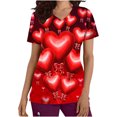 thumbnail image 2 of TIMIFIS Haut de Sarrau Rouge Femme Imprimé Manches Courtes Col en V Hauts Uniforme Saint-Valentin Imprimé Poches Blouse Soins Infirmiers avec Poches-Rouge Imprimé, 2 of 5