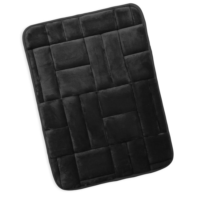 Clara Clark Bathroom Rugs, Velvet Memory Foam Bath Mat, Ultra Soft Non Slip and Absorbent - Tiled - Large - Black