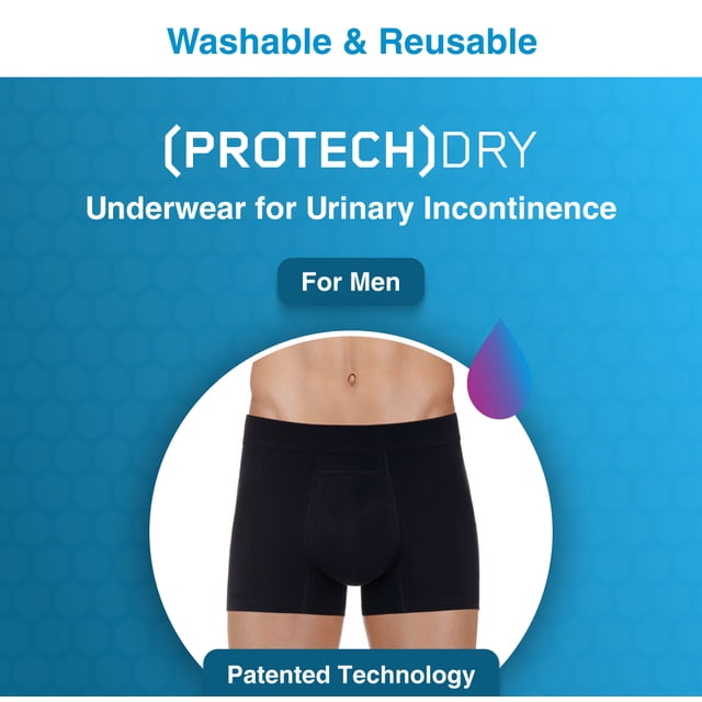 PROTECHDRY Men’s Washable & Reusable Leakproof Incontinence Boxer Brief with Discreet Absorbent Protection