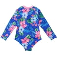 thumbnail image 4 of Little Girl Rash Guard Swimming Bathing Suit Floral Printing Long Sleeve Sun Protection Toddler Girls Bathing Suits 4-5 Years, 4 of 8