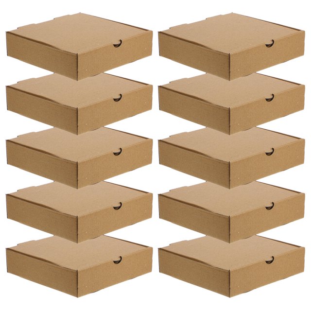 QUMIIRITY 10 Pcs Boîtes à Emporter Kraft Boîte à Pizza Vide Brun pour Restaurants