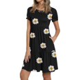 thumbnail image 1 of SMihono Robe d'Été Grande Taille pour Femmes 2023 Mode Décontractée Col Rond Couleur Unie Imprimée Manches Courtes, 1 of 6