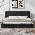 thumbnail image 1 of Euroco Upholstered Queen Size Platform Bed with Tuft Headboard, Black, 1 of 11
