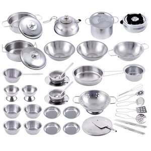 XFGOU Kits de cuisine Jouets et Loisirs Ustensiles Pans de maison Jouets Cadeau de cuisine Enfants Pots de cuisson Ensemble Cuisinières 40Pcs Jouer Éducation Éducation
