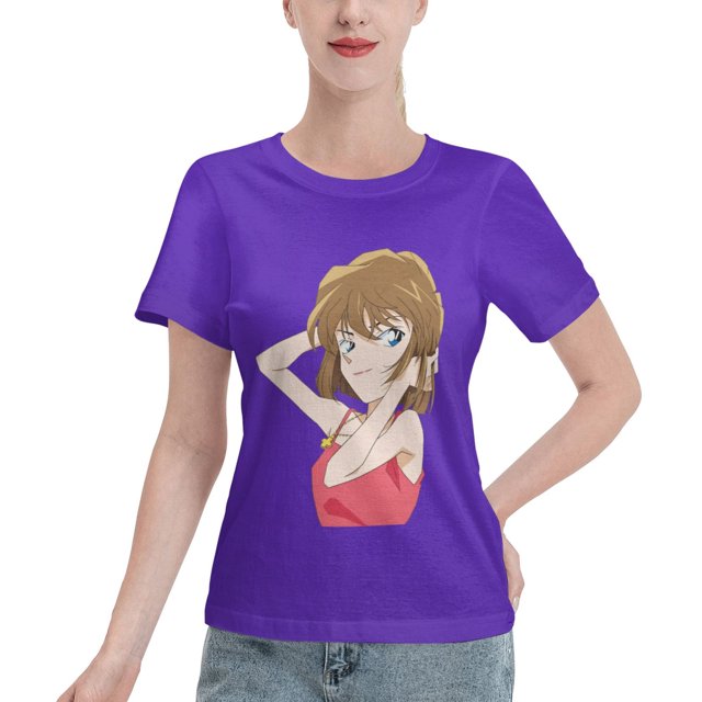 T-Shirt Basique à Manches Courtes pour Femmes Detective Conan Haihara Ai