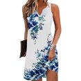 thumbnail image 2 of UPPADA Robes d'Été de Plage pour Femmes Vacances Sortie de Plage Robe Midi Boutonnée Sans Manches Bohème à Fleurs Robe d'Été Col en V Coupe Ample Commandes Précédentes Passées Multicolore,TG, 2 of 6
