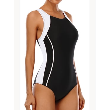 Charmo One Piece Athletic Racerback Swimsuit Women Slimming Bathing Suits Color Block Training Swimwear for Women
