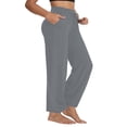 thumbnail image 2 of Jogging Pants for Women, Plus Size Wide Leg Straight Cut Casual Loose Fit with Drawstring and Side Pockets, Black, XXL, 2 of 8