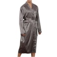 thumbnail image 3 of Men Solid Casual Long Sleeves Lace-up Home Pocket Long Pajama Robe, 3 of 9